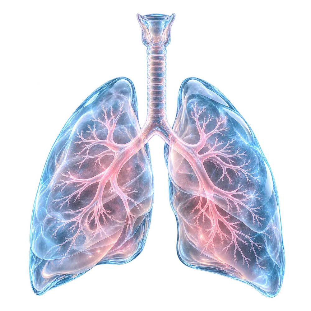 Translucent glass lungs with soft blue edges and pink branches, symbolising a fresh start
